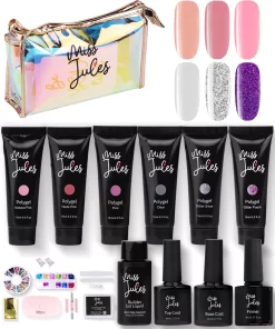 Miss Jules® Luxe Complete Polygel Kit - Polygel Nagels Starterspakket - 6 Kleuren - Perfecte Combinatie Gellak & Acryl - Incl. UV LED Lamp & Instructievideo (NL)