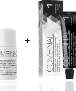 Combinal Wenkbrauw En Wimperverf - Zwart + Combinal Waterstofperoxide 5% - Wimpers - Wenkbrauwen - Wenkbrauwverf - Combideal
