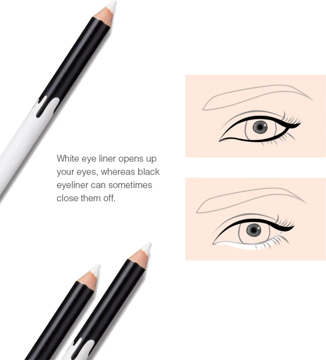 Witte Soft Eyeliner - 2 Stuks - Zachte Eyeliner - White Eyeliner - 2 Pieces - - Afbeelding 6