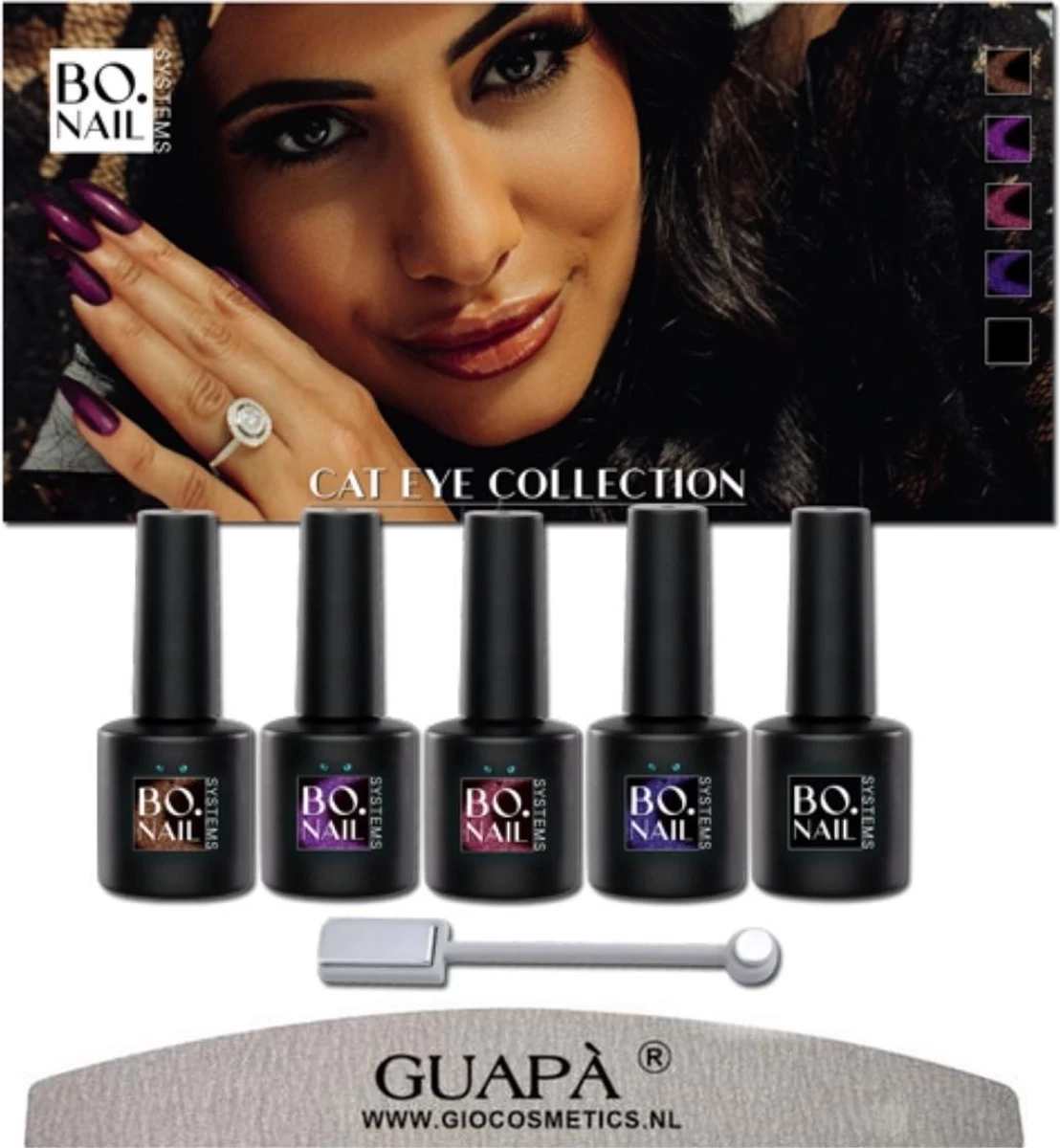 GUAPÀ® Gellak Kleuren Pakket | Gelnagels | Gellak Set | Pink Gellaç | Gel Nagellak | Soakable Gel Polish | 5 X 7 Ml Magnetische Gellak Cat Eye