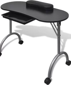 VidaXL Manicuretafel Inklapbaar Met Wieltjes Zwart