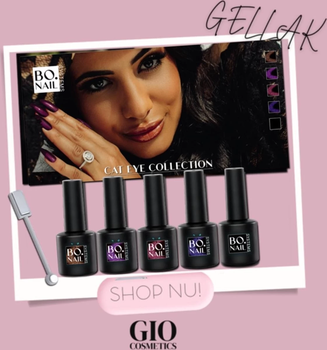 GUAPÀ® Gellak Kleuren Pakket | Gelnagels | Gellak Set | Pink Gellaç | Gel Nagellak | Soakable Gel Polish | 5 X 7 Ml Magnetische Gellak Cat Eye - Afbeelding 3