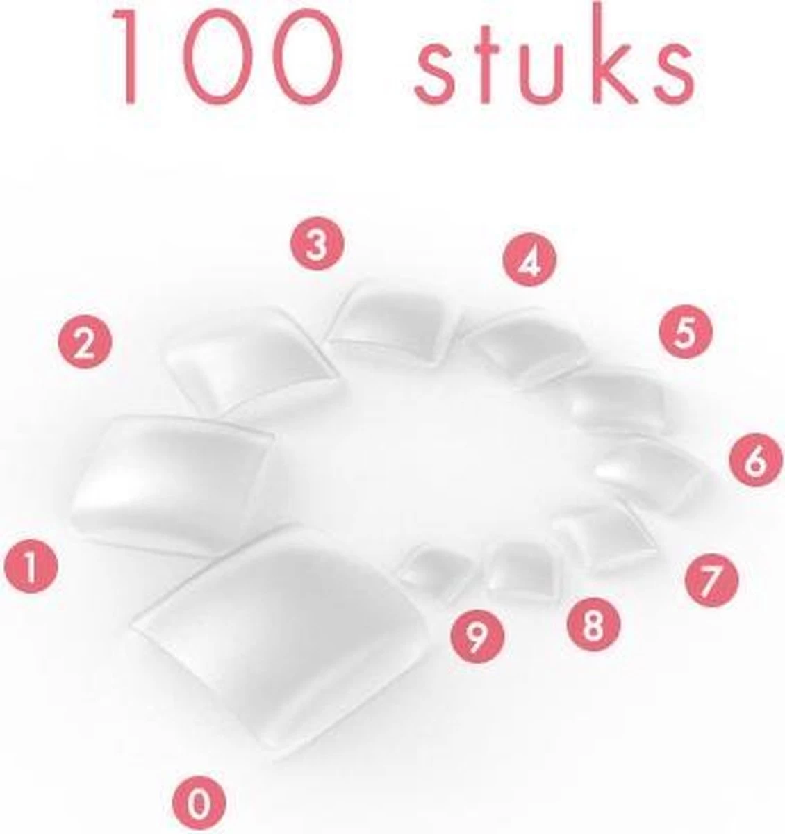 Veronica NAIL-PRODUCTS 100 Stuks, Teennagels TRANSPARANT / CLEAR In Een Nagel Box. - Afbeelding 2