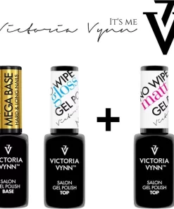 Victoria Vynn 3 Pack - Bestseller Musthaves - Mega Base Clear - Top Matt No Wipe - Top Gloss No Wipe - Super Aanbieding - In Luxe Verpakking