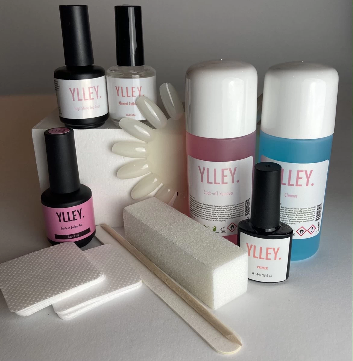 Brush On Builder Gel Kit Zonder Lamp - YLLEY - BIAB - Starterkit - Top Coat - Nagelriem Olie