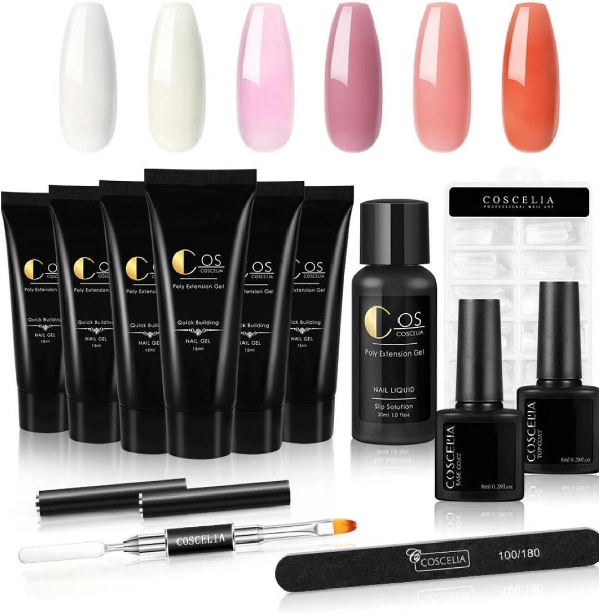 COSCELIA Extenstion Kit | Polygel Nagels | Gelnagels | Nepnagels | Gellak Set | UV Gel | Nail Art Pakket | Buildergel | Starterset | Makkelijk En Snelle Set - Afbeelding 4