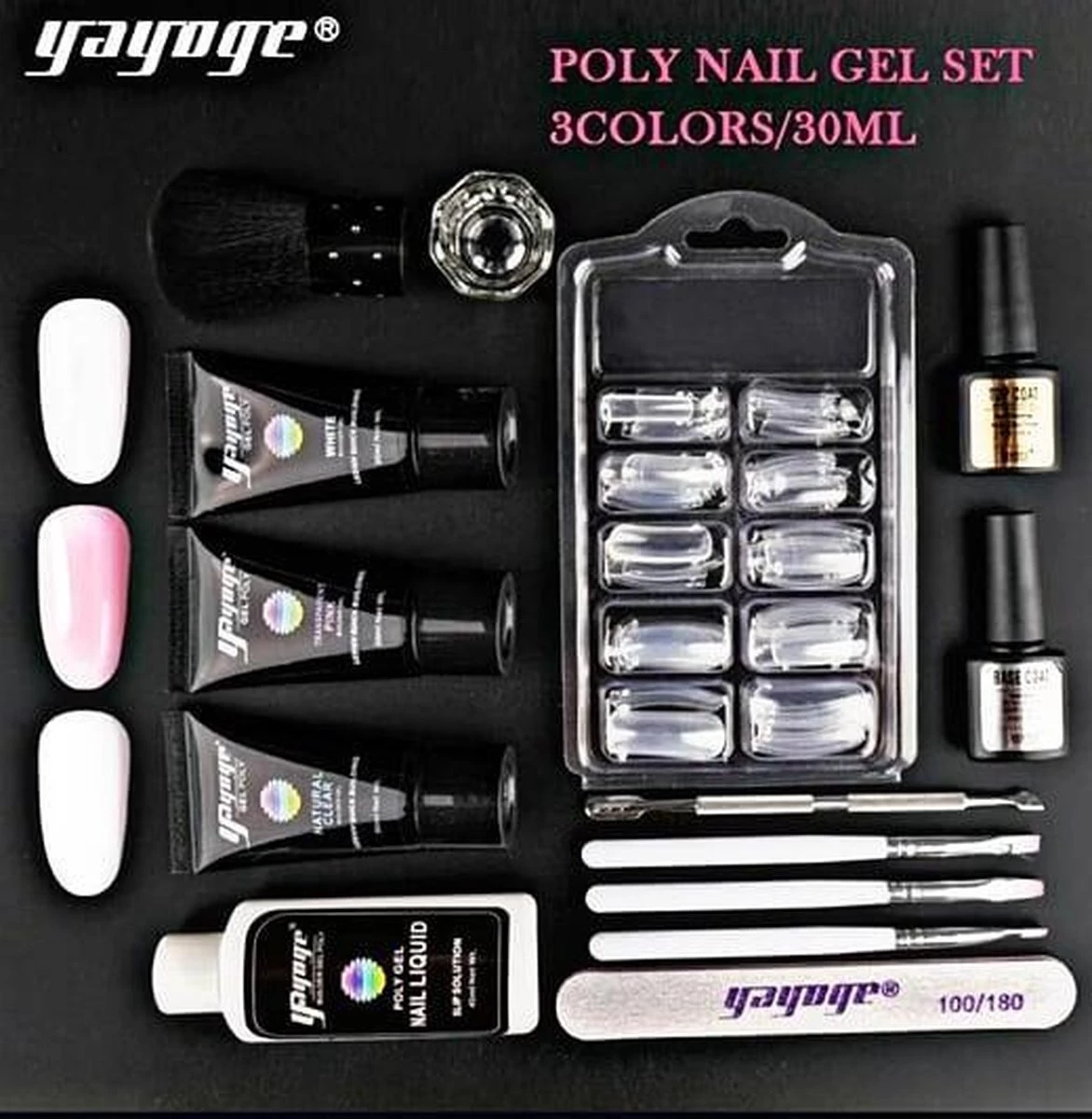 POLYGEL KIT – Polygel Kit - Poly Gel Nagels - Nagelverlenging -3 Kleuren - Starter Kit - 15 Delig - Nagelknipper - Nagelvijl - Starterset Voor Acrylgel - Acryl