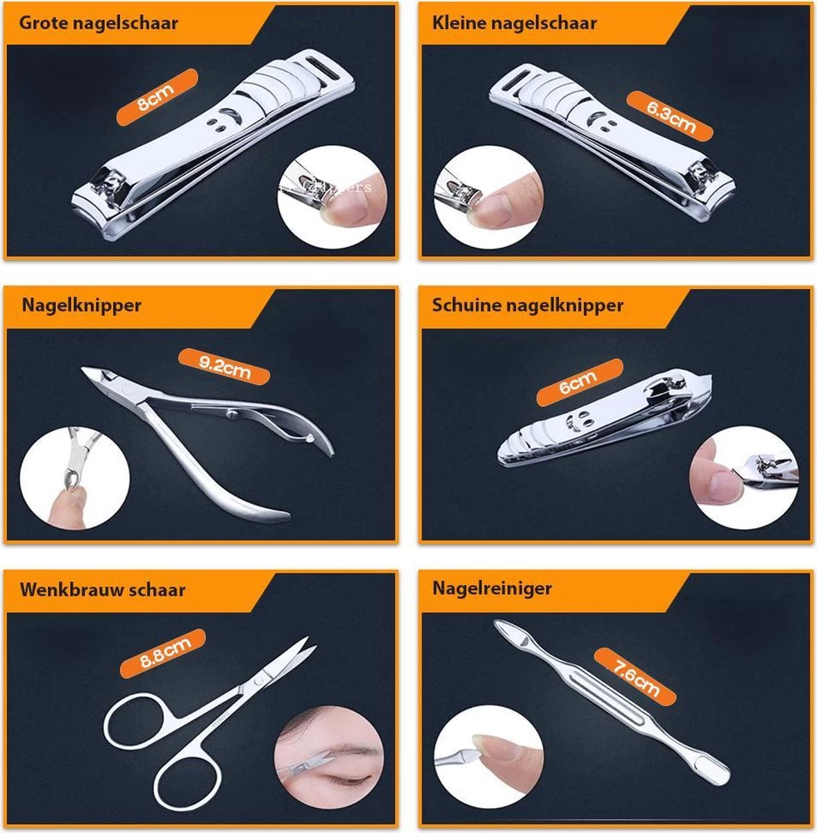 Merkloos Luxe Manicure En Pedicure Set - 12-delige Nagelverzorging - Manicureset Met Nagelknipper - Nagelschaar - Incl. Opbergetui - Afbeelding 5