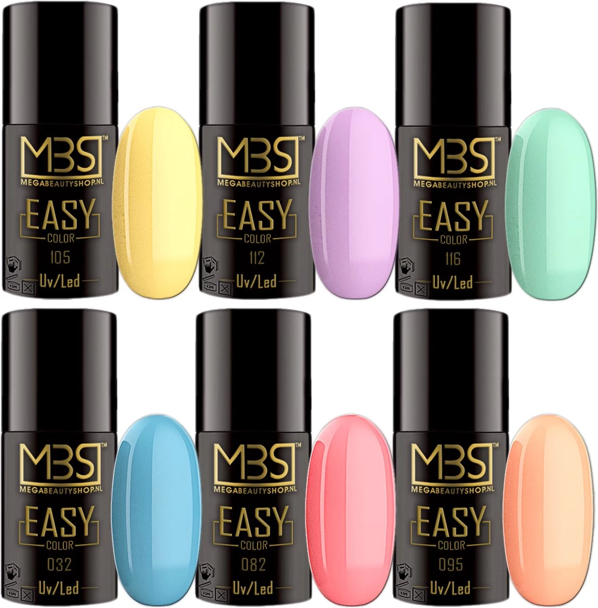 Gellak 6-delige Set -Gel Nagellak -Pastel Kleuren -Gellak 5ml