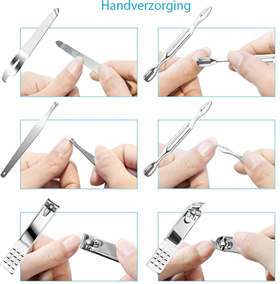 Nagelknipper Set – 18-Delige Pedicure En Manicure Sets Nagelaccessoires – Nagelset – Nagelverzorging Kit – Reisset Zwart - Afbeelding 7
