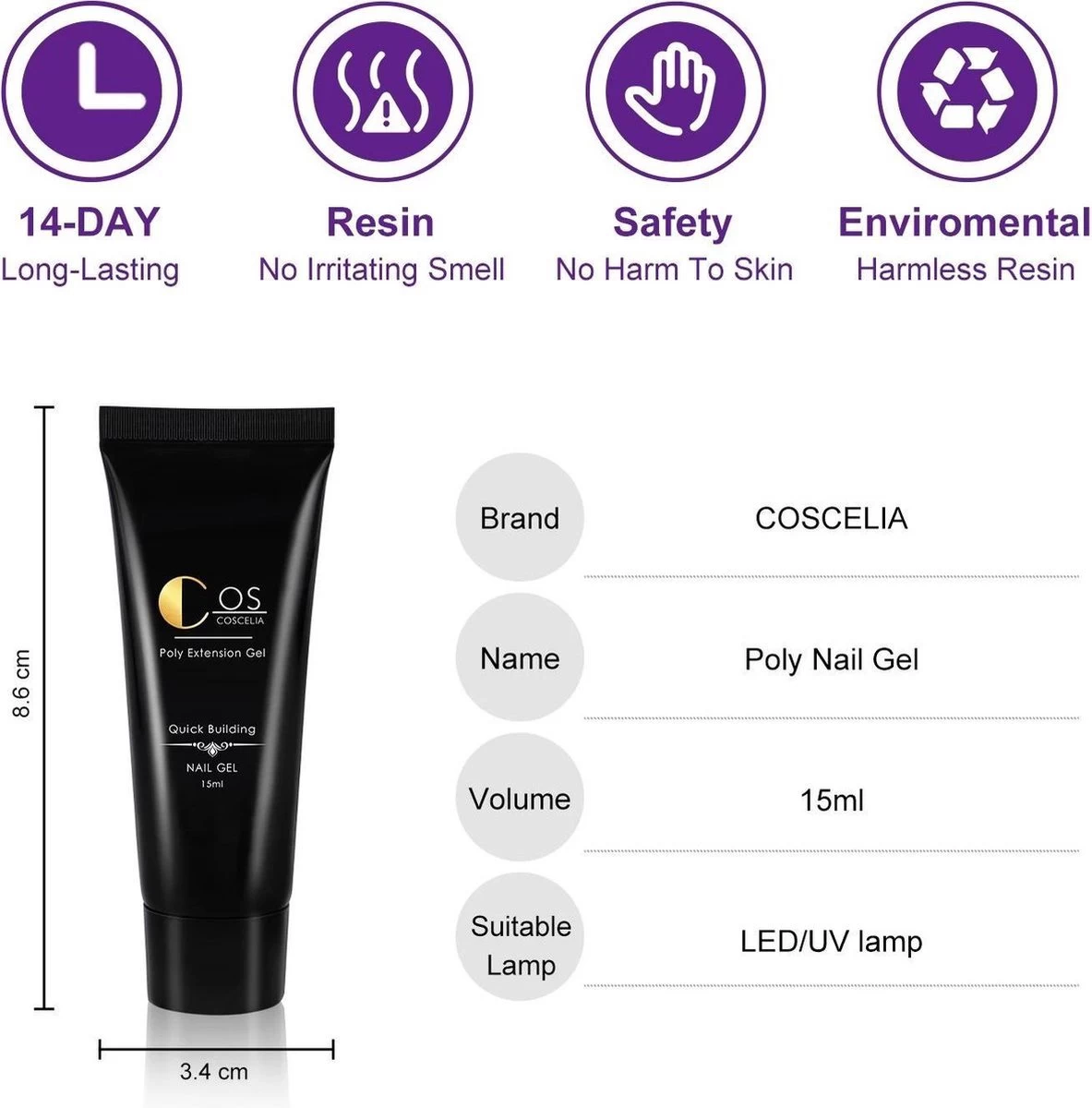 COSCELIA Extenstion Kit | Polygel Nagels | Gelnagels | Nepnagels | Gellak Set | UV Gel | Nail Art Pakket | Buildergel | Starterset | Makkelijk En Snelle Set - Afbeelding 5