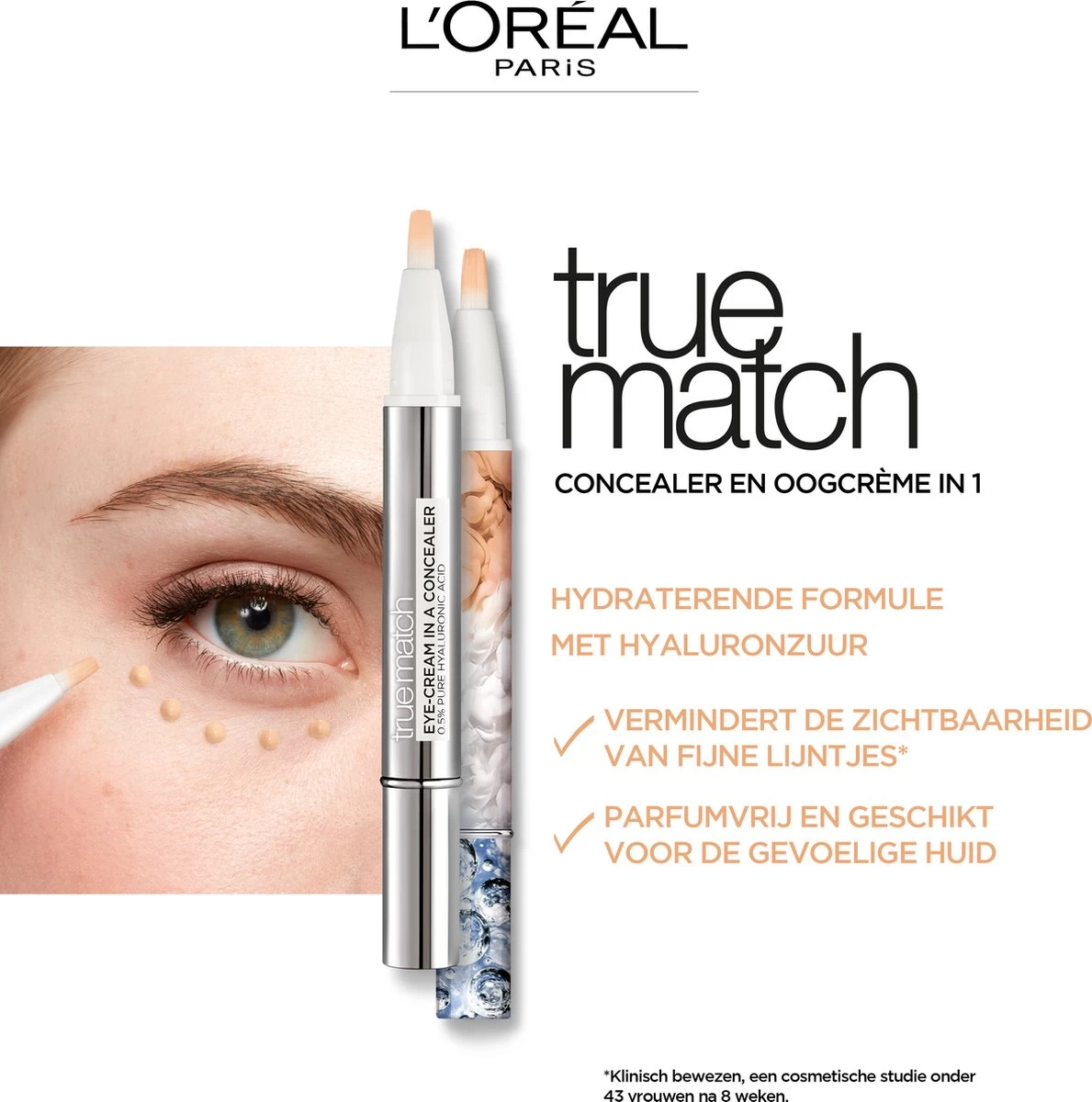 L’Oréal Paris - True Match Eye-Cream In A Concealer - 1-2R Rose Porcelain - Afbeelding 4