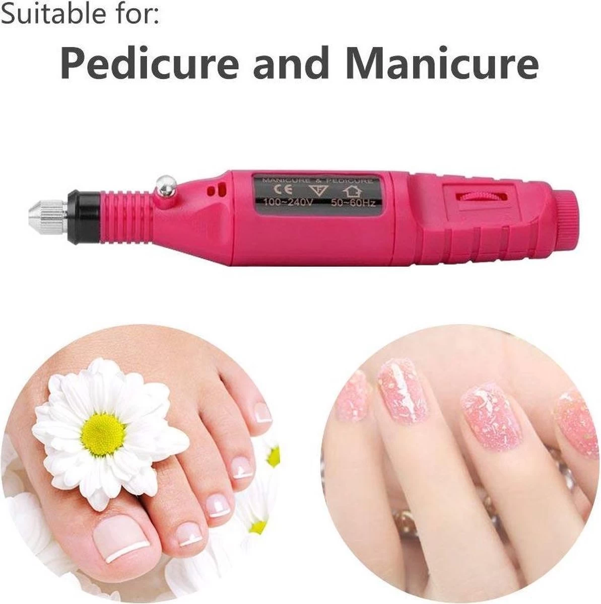 Royala - Manicure & Pedicure Set Elektrische Nagelvijl Nagelfrees - Nail Drill - Geschikt Voor Natuurlijke Nagels - Nepnagels - Gellak - Gelnagels - Acrylnagels - 6 Opzetstukken - Rood - Afbeelding 8