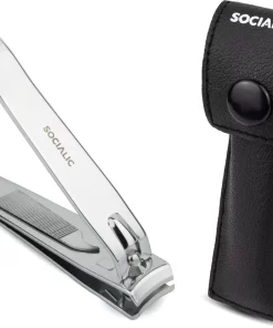 Socialic Premium Nail Clipper Set Incl. Etui En Nagelvijl - Scherpe Nagelknipper Van Roestvrij Staal | Nagelknipper Geschikt Voor Vinger- En Teennagels | Perfect Voor Manicure En Pedicure