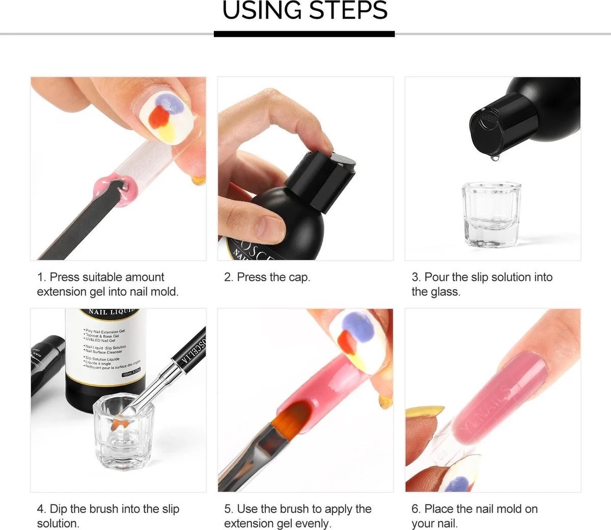 COSCELIA Extenstion Kit | Polygel Nagels | Gelnagels | Nepnagels | Gellak Set | UV Gel | Nail Art Pakket | Buildergel | Starterset | Makkelijk En Snelle Set - Afbeelding 6