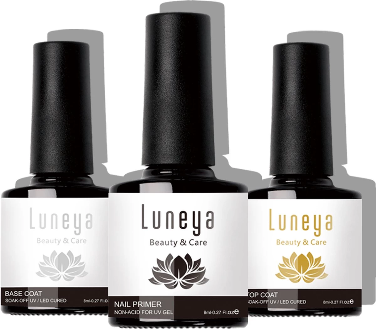 Luneya Gellak - Starterspakket - Primer - Base Coat - Top Coat - LED Lamp Gel Nagellak