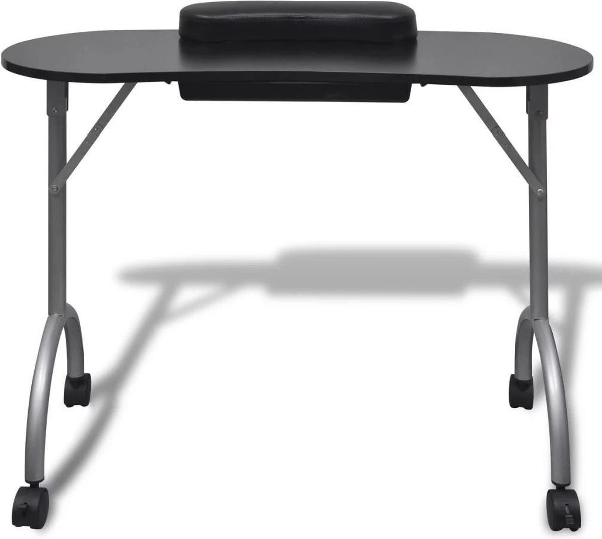 VidaXL Manicuretafel Inklapbaar Met Wieltjes Zwart - Afbeelding 2