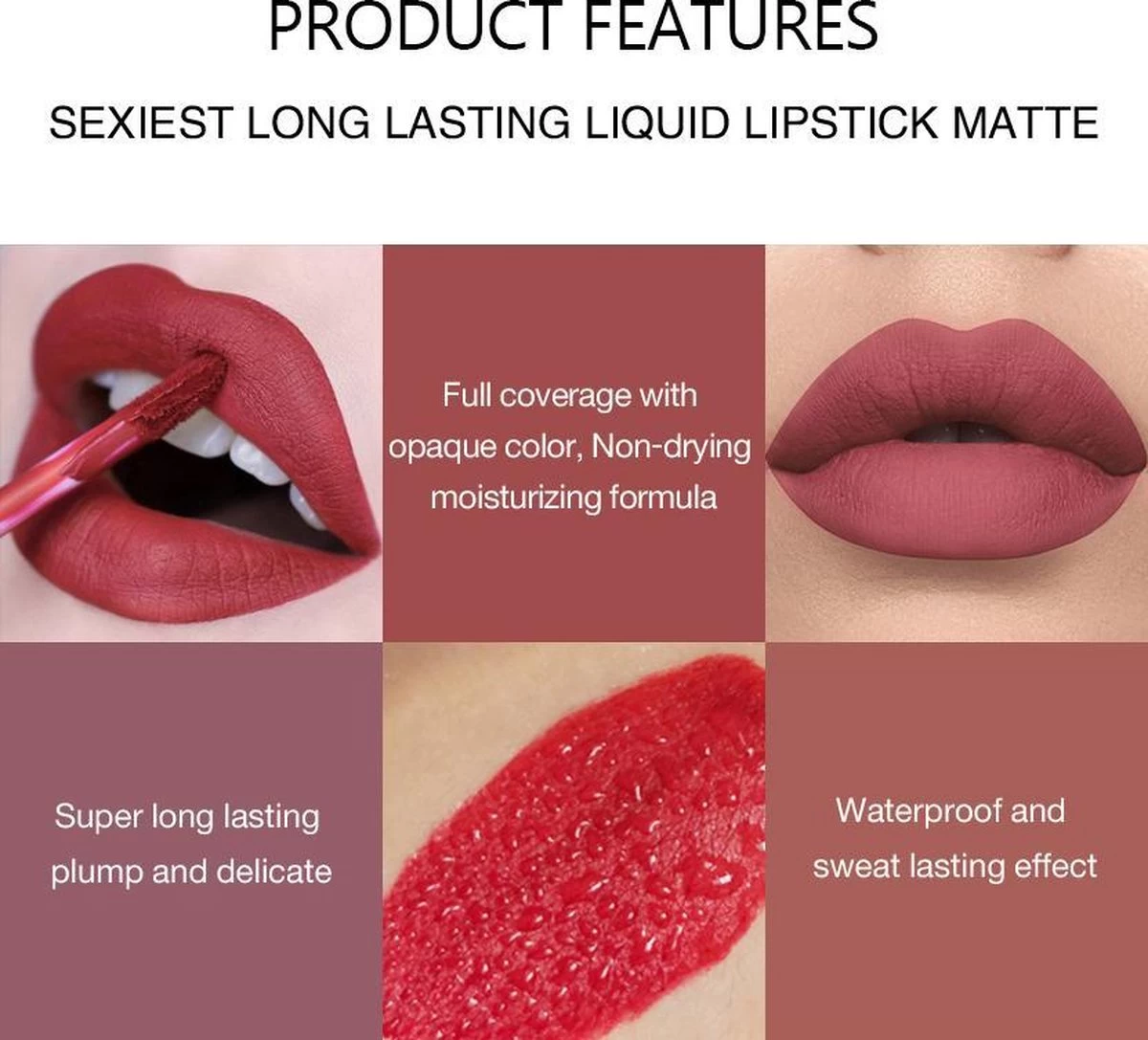 HANDAIYAN® | Liquid Lipsticks | Set Van 6 | Matte Lippenstift | Vloeibare Lippenstift | Waterproof | Make Up Set | Geschenkset | Giftset | Lipstick | Lippenstift | Lipgloss | Lip Gloss - Afbeelding 4