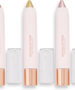 Makeup Revolution - Soft Glamour - Shimmer Shadow Stick Set - Oogschaduw Pencils - Soft Pink, Champagne Bronze Gold & Soft Green