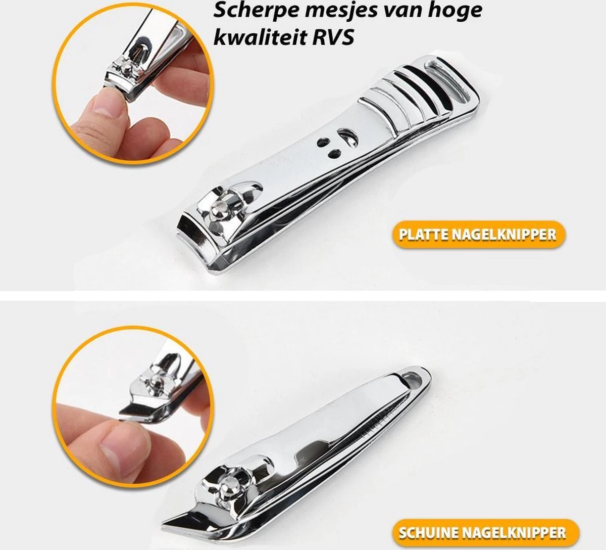 Merkloos Luxe Manicure En Pedicure Set - 12-delige Nagelverzorging - Manicureset Met Nagelknipper - Nagelschaar - Incl. Opbergetui - Afbeelding 3