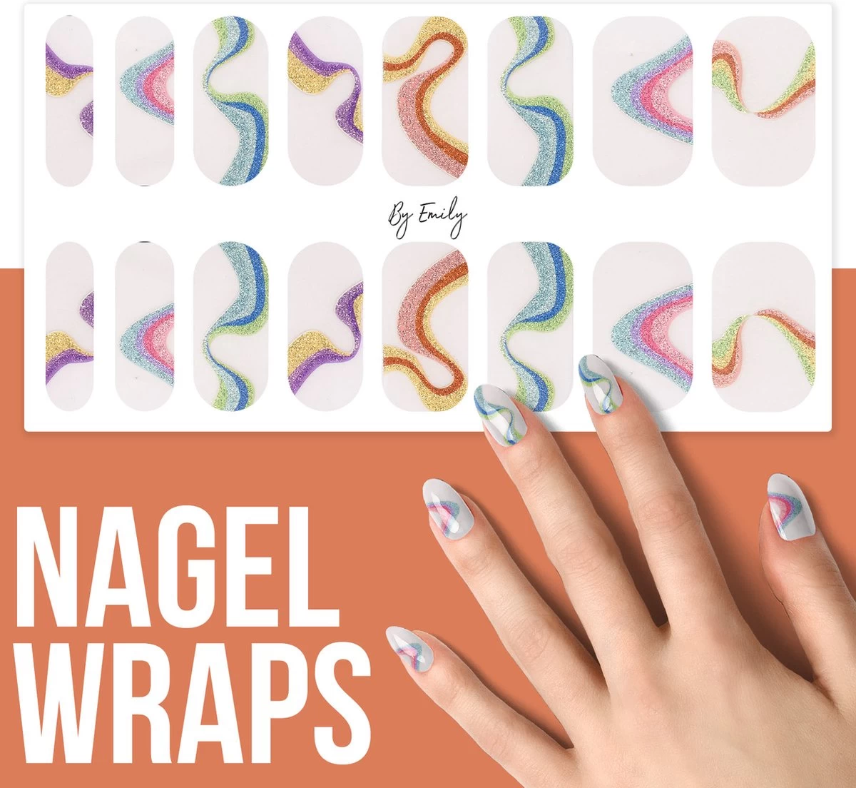 By Emily - Nagel Wrap - The Magic Belongs To Color | 16 Stickers | Nail Wrap | Nail Art | Trendy | Design | Nagellakvrij | Eenvoudig | Nagel Wrap | Nagel Stickers | Folie | Zelfklevend | Sjablonen