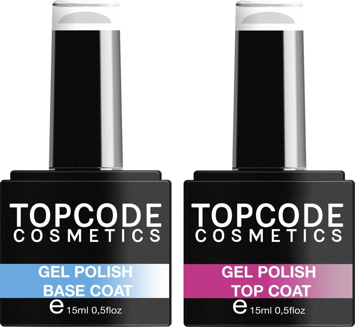 Gellak Van TOPCODE Cosmetics - Super Shine Top Coat & Base Coat - #MCMX501 + #MCDJ19H - 15 Ml
