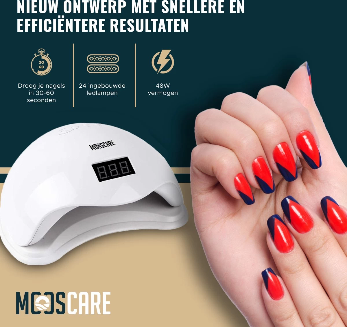 MOOSCARE 48 Watt LED Lamp Voor Gellak Nagels - UV Lamp Gelnagels - Nail Art Nagellamp - Gel Nagellak Nageldroger - Afbeelding 2