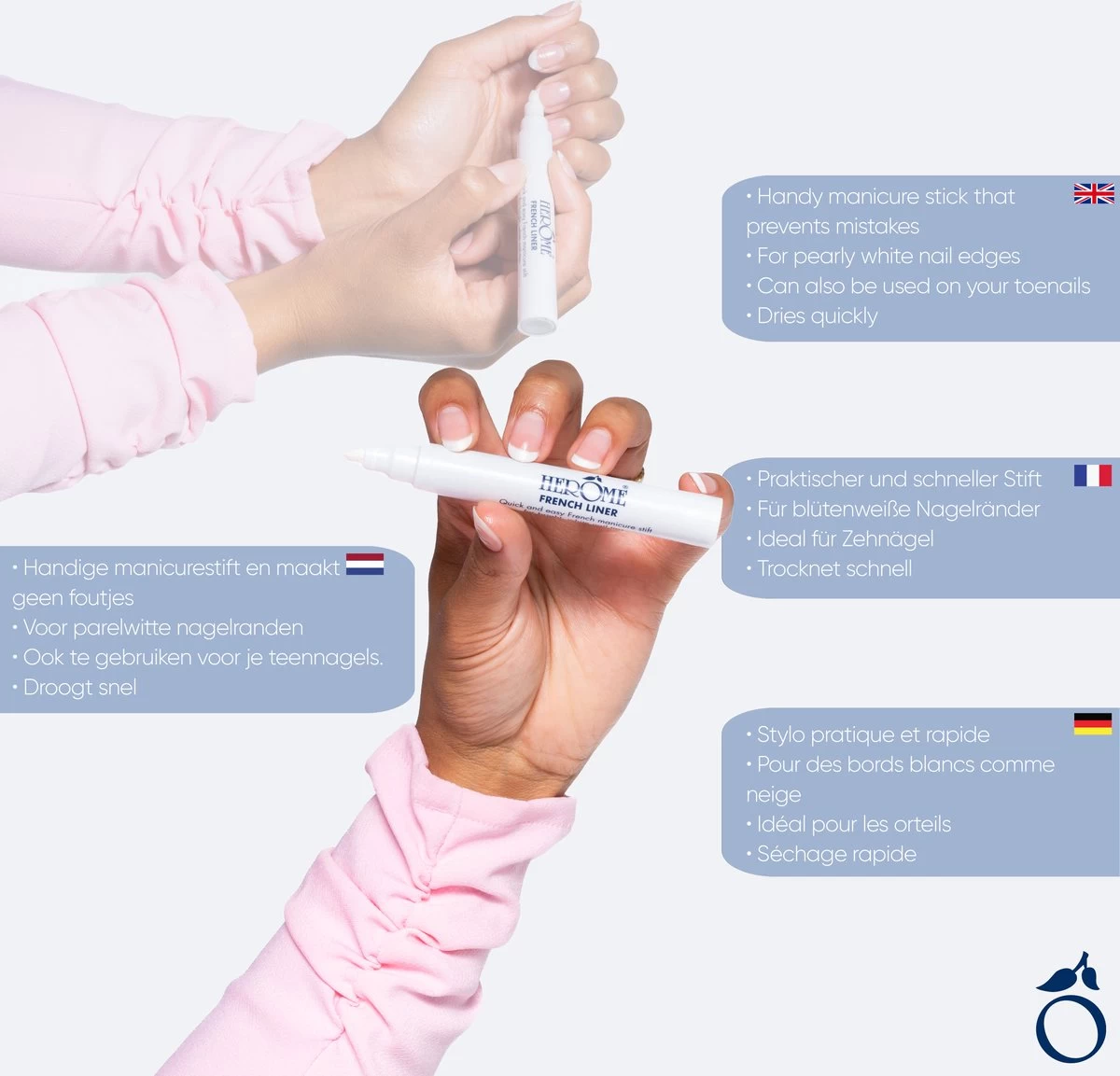 Herome French Liner - Manicurestift - Creëer Witte Nagelranden In Een Handomdraai - 5ml. - Afbeelding 3