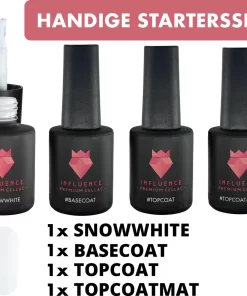 #SNOWWHITESERIE - Influence Gellac - Witte Gellak - Gellak Wit UV - UV Gellak - Gel Nagellak - Basecoat - Topcoat - Topcoatmat - No Wipe - Startersset - Kado Vrouw - Valentijns Cadeau - Kado Voor Haar - 4 X 10 Ml