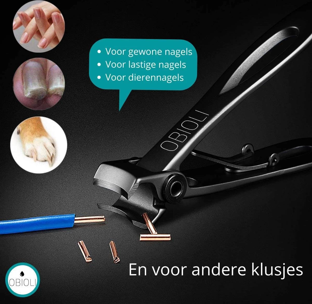 Obioli ™ Nagelknipper Set - Luxe Cadeau Doos Voor Mannen En Vrouwen - Nageltang - Nagelschaar - Kalknagels - Teennagel - Met Nagelvijl - Zwart - Groot - Gift Box - Afbeelding 6