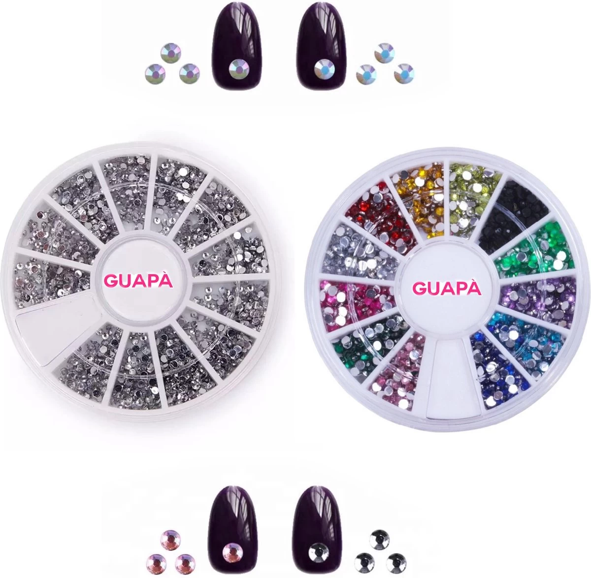 GUAPÀ® Nail Art Nagel Decoratie Steentjes & Diamantjes Inclusief Nail Art Nagellijm 3 Ml - Afbeelding 5