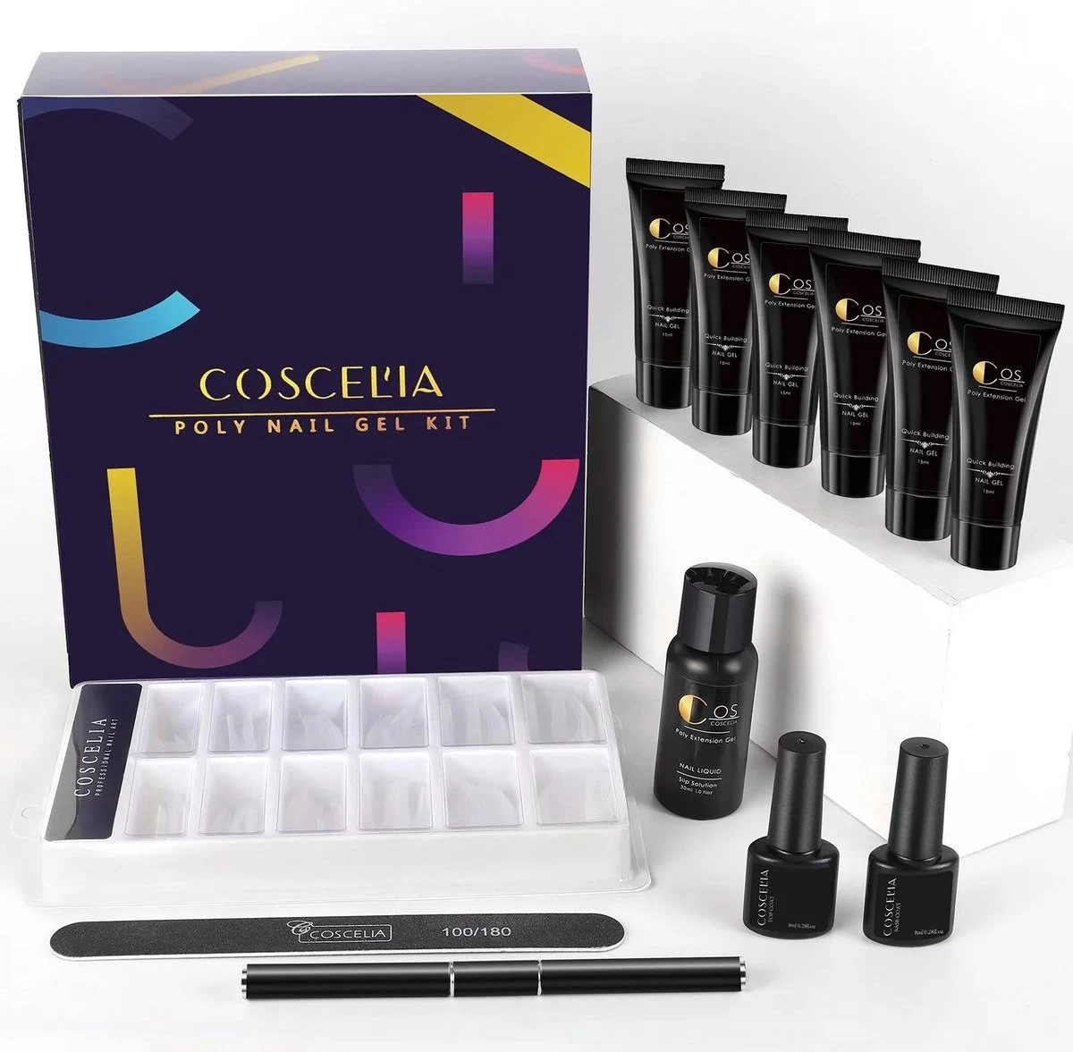 COSCELIA Extenstion Kit | Polygel Nagels | Gelnagels | Nepnagels | Gellak Set | UV Gel | Nail Art Pakket | Buildergel | Starterset | Makkelijk En Snelle Set