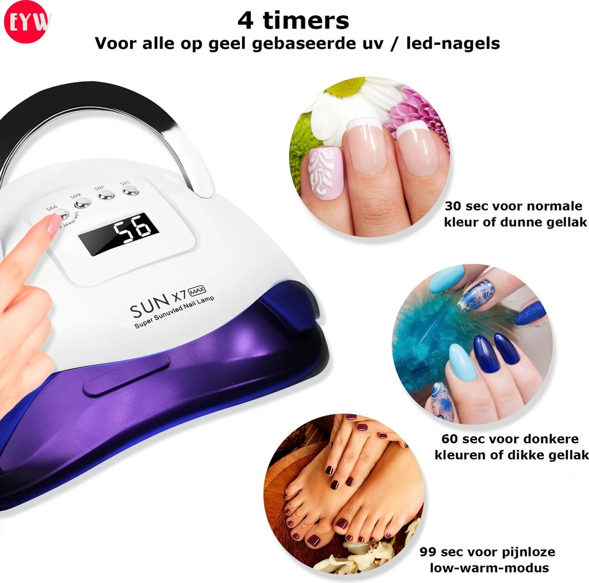 Nageldroger - Nageldrogers - 80 Watt UV LED Lamp Nagels - 45 Leds - Nagellak Droger - UV LED Lamp - Nagellamp - Nail Dryer - Nageldroger Voor Gel Nagellak - Gewone Nagellak - Wit - Afbeelding 4