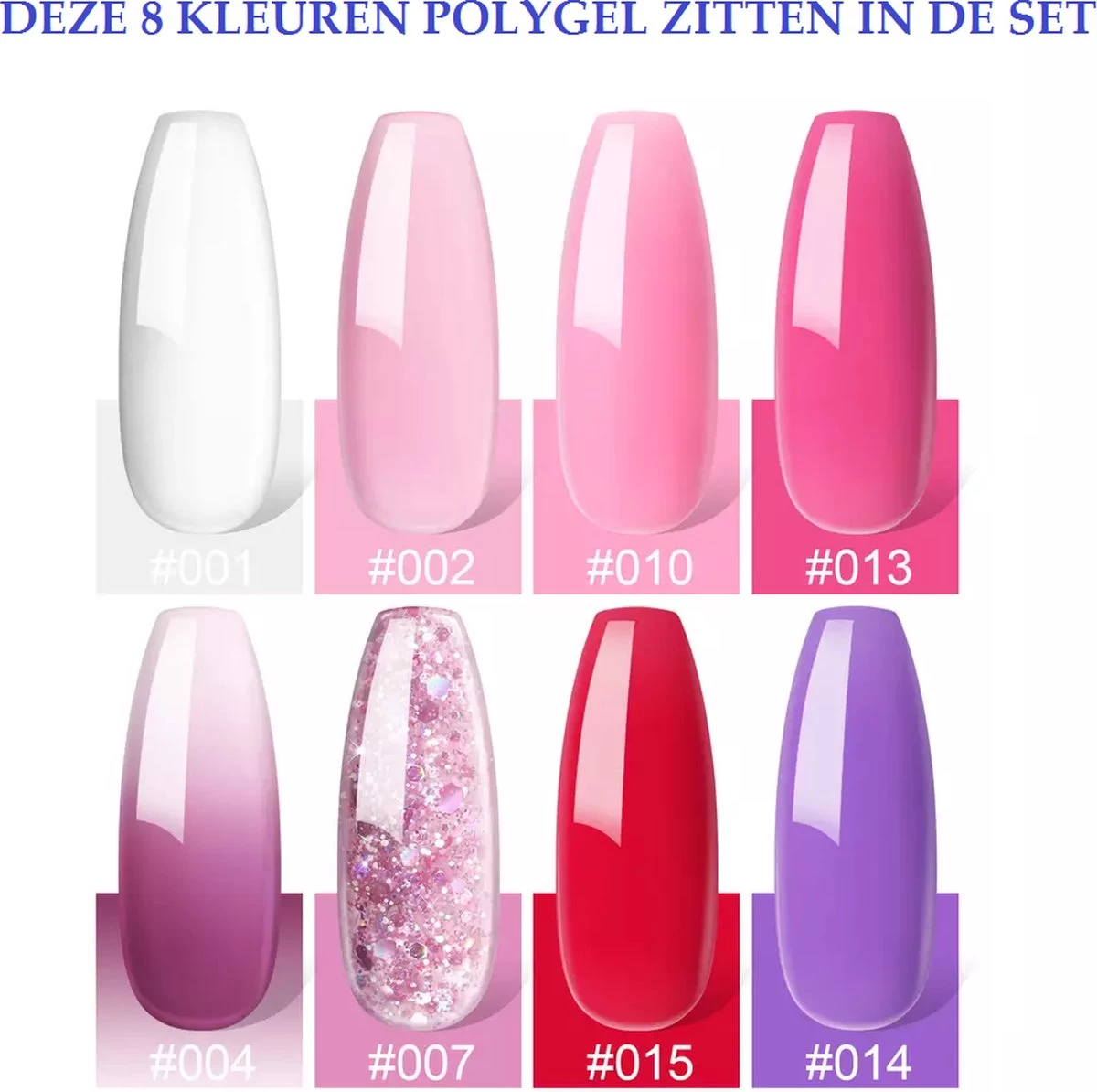 Royala POG4 Professionele Poly Gel Kit – Premium Quality – 8 Kleuren Polygel - Dual Molds Nagelvormen - Polygel Pakket - Topcoat Basecoat - Incl. 36 Watt LED Nageldroger - Poly Acryl Nagels - Nail Art Pakket - Starterspakket - Gel Lak - Afbeelding 6