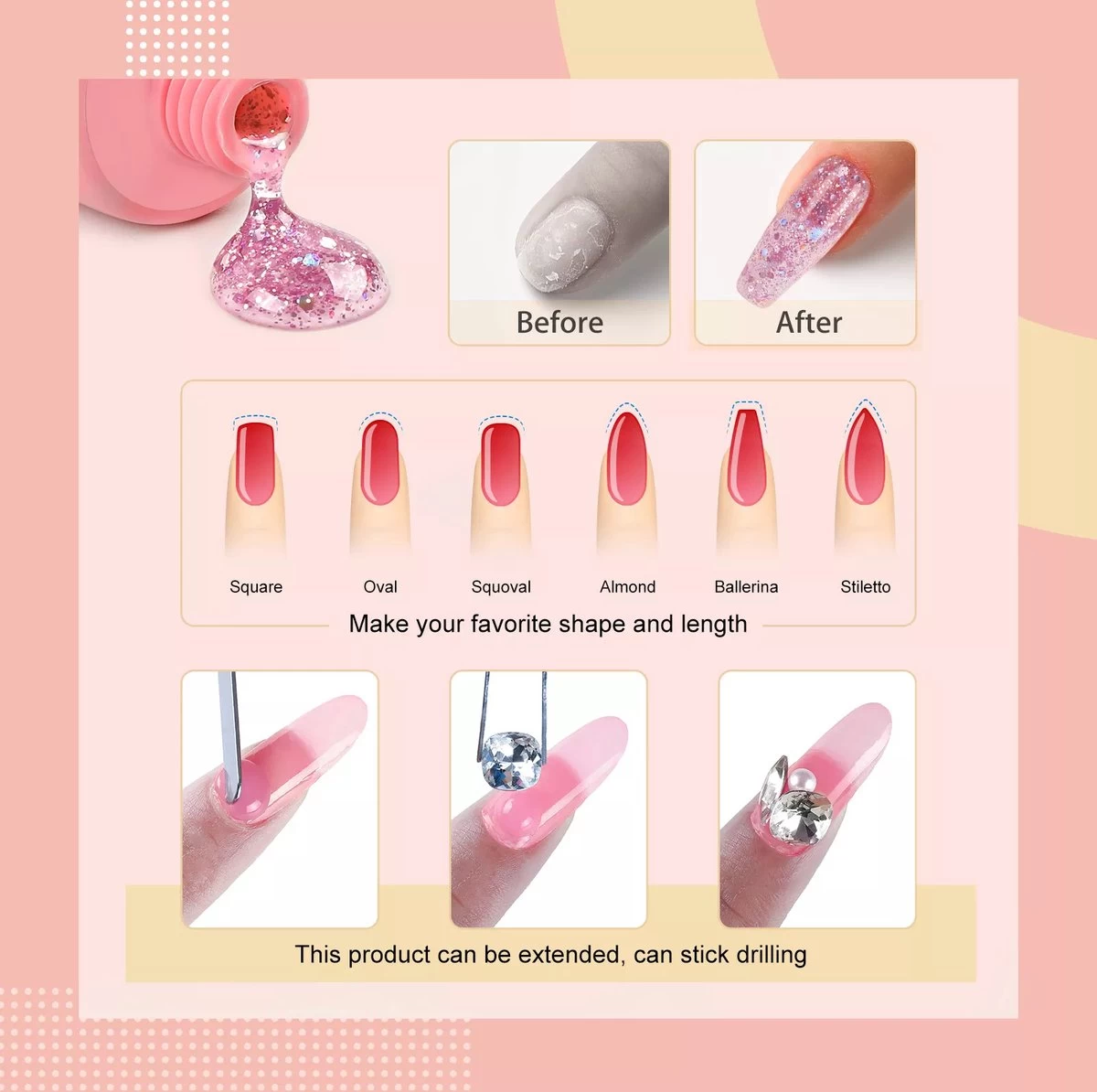 Royala POG4 Professionele Poly Gel Kit – Premium Quality – 8 Kleuren Polygel - Dual Molds Nagelvormen - Polygel Pakket - Topcoat Basecoat - Incl. 36 Watt LED Nageldroger - Poly Acryl Nagels - Nail Art Pakket - Starterspakket - Gel Lak - Afbeelding 14