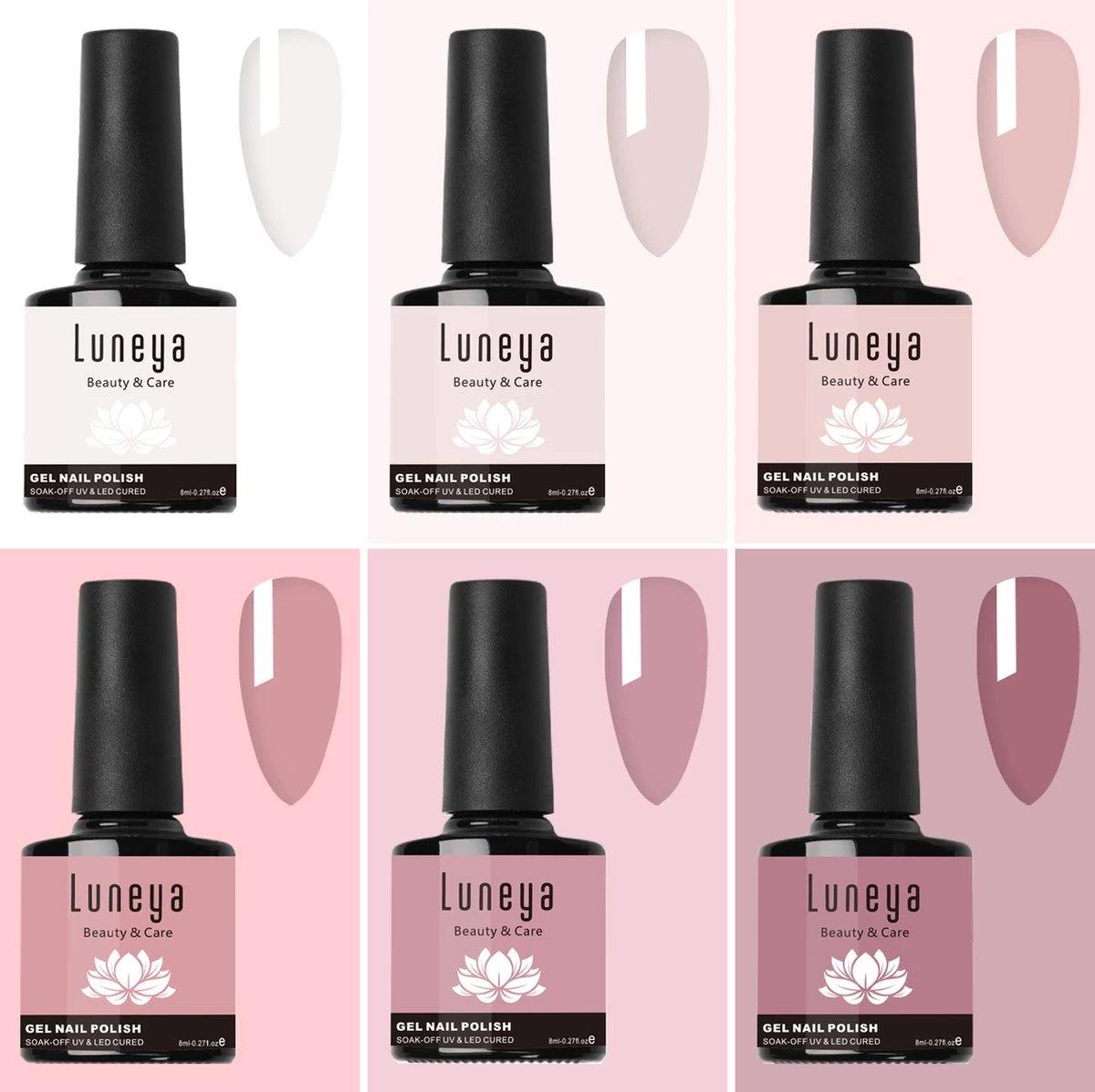 Luneya Gellak - Timeless Florals Edition - 6-Delige Gellak Starterspakket - Gel Nagellak - Afbeelding 4
