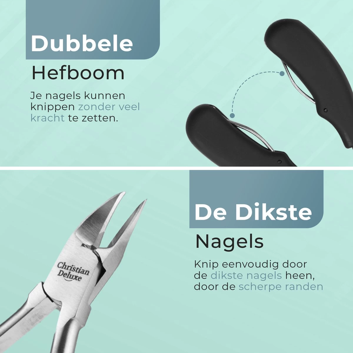 Christian Deluxe® - Professionele Nageltang Set - Nagelriemreiniger - Luxe Giftbox - Nageltang Voor Harde Teennagels - Professionele Nagelknipper - Nageltang Voor Ingegroeide Teennagel - Nageltang Kalknagels - Nagelknipper - Roestvrijstaal - Afbeelding 2