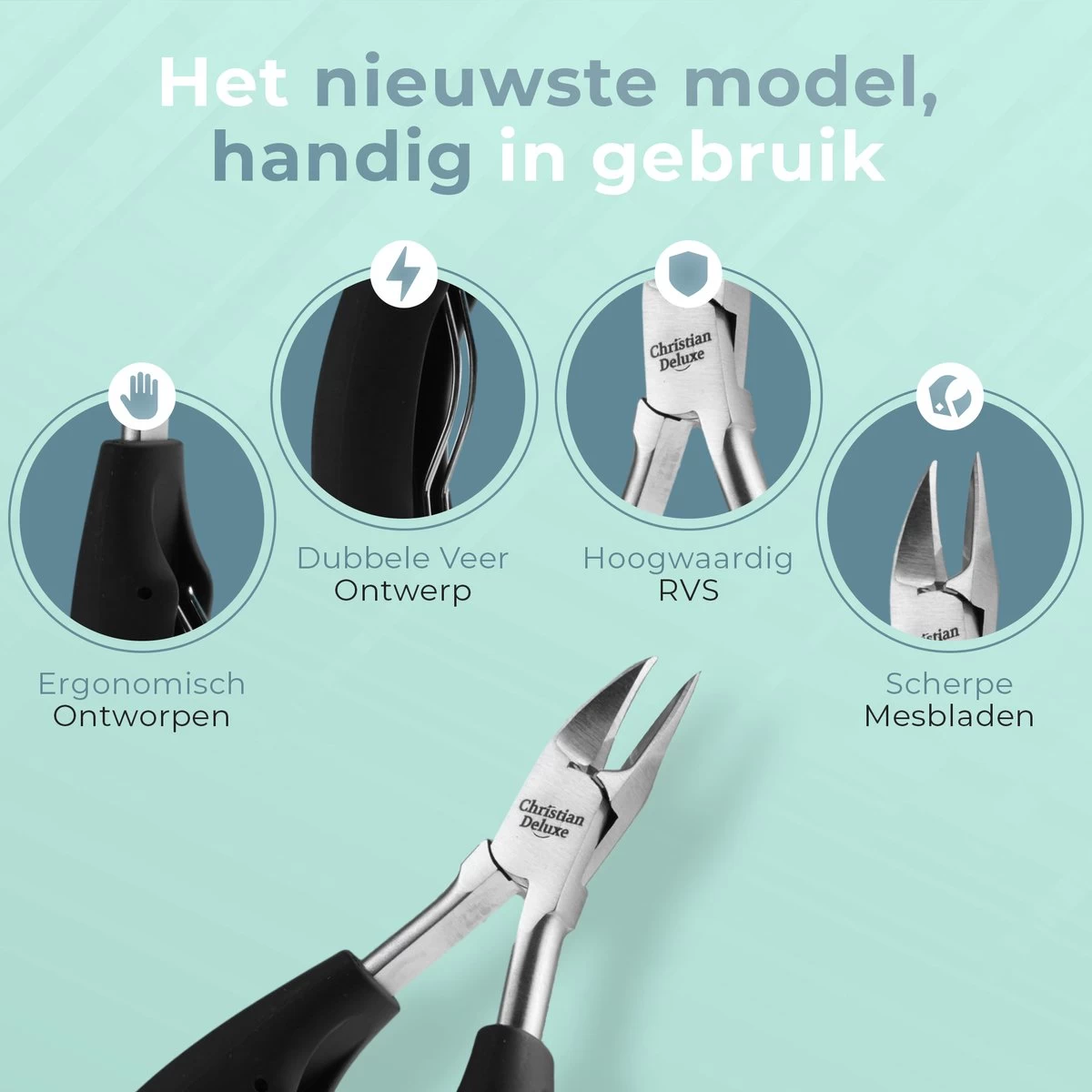 Christian Deluxe® - Professionele Nageltang Set - Nagelriemreiniger - Luxe Giftbox - Nageltang Voor Harde Teennagels - Professionele Nagelknipper - Nageltang Voor Ingegroeide Teennagel - Nageltang Kalknagels - Nagelknipper - Roestvrijstaal - Afbeelding 6
