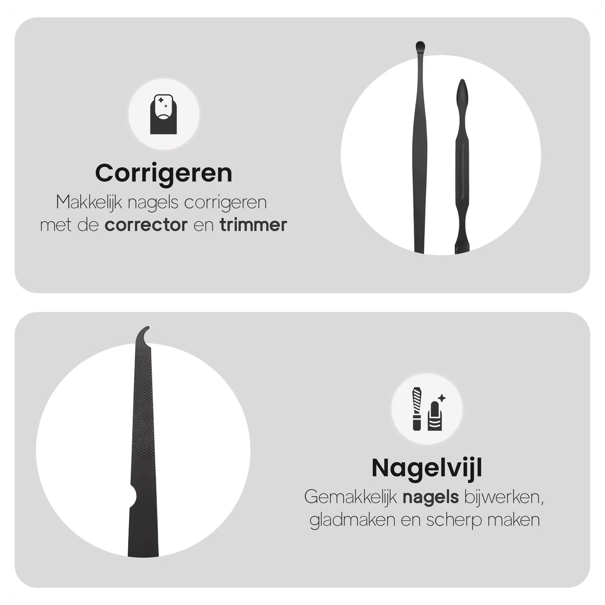 Nagelknipper En Nagelvijl - -Pedicureset - Voordeelverpakking - Hoogwaardig RVS - Nageltang - Afbeelding 5