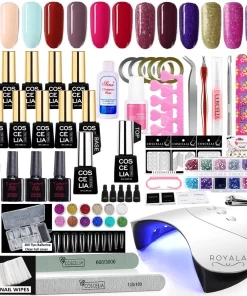Royala Gellak D5pl Starterspakket + Inclusief UV Lamp + Met 13 Verschillende Gellak Kleuren - Ballerina Tips - Gellak Lamp – Nail Wipes - Cleanser - Nail Art - Gellac Set - Alle Benodigdheden In Eén - Uitgebreid 75-Delig Pakket