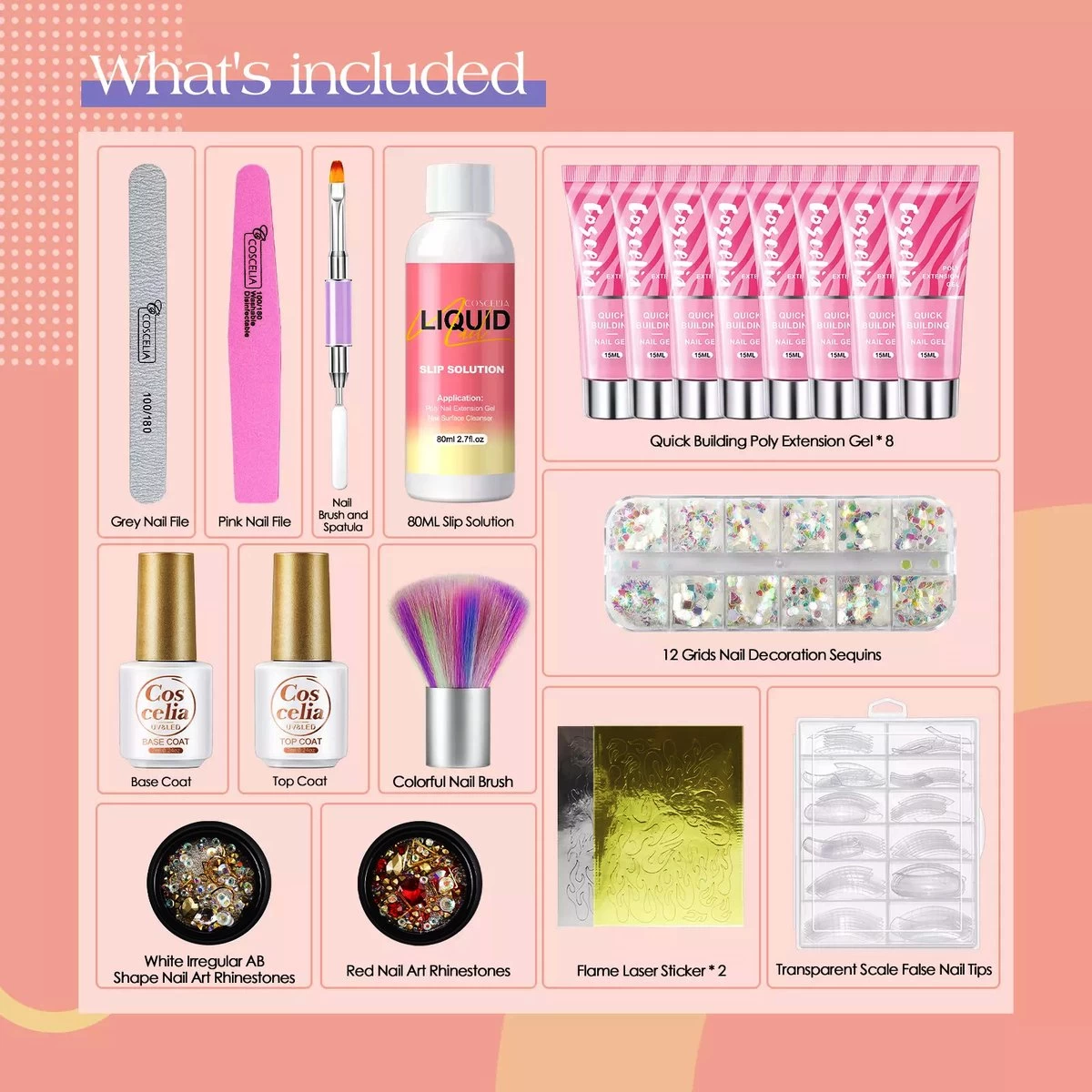 Royala POG4 Professionele Poly Gel Kit – Premium Quality – 8 Kleuren Polygel - Dual Molds Nagelvormen - Polygel Pakket - Topcoat Basecoat - Incl. 36 Watt LED Nageldroger - Poly Acryl Nagels - Nail Art Pakket - Starterspakket - Gel Lak - Afbeelding 13