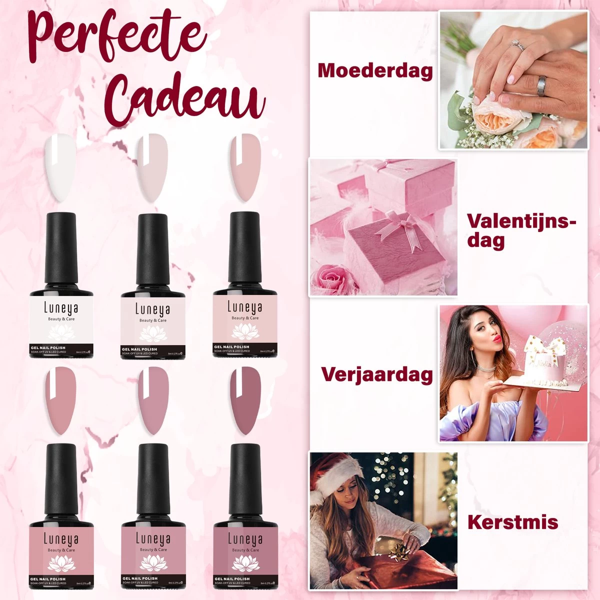 Luneya Gellak - Timeless Florals Edition - 6-Delige Gellak Starterspakket - Gel Nagellak - Afbeelding 3