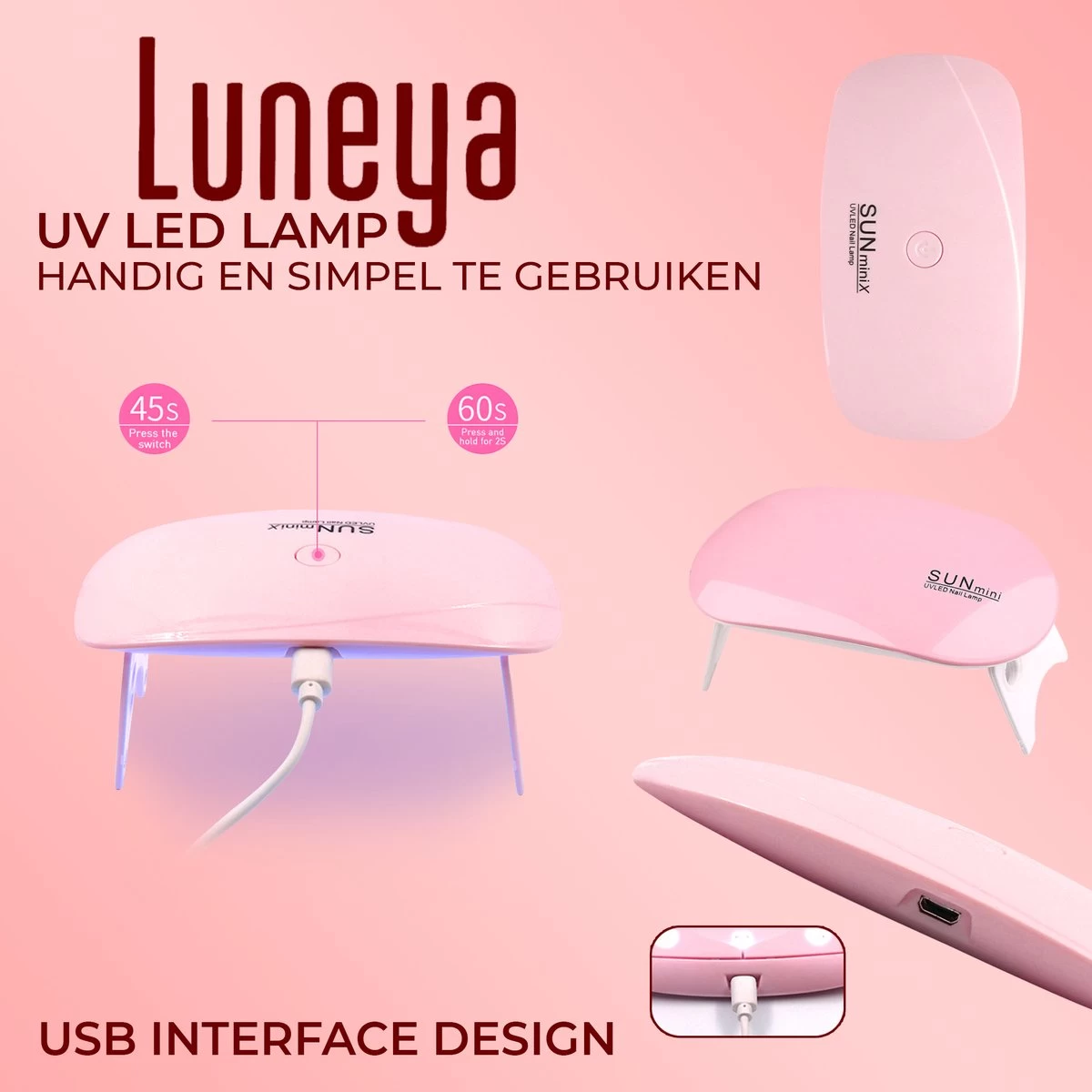 Luneya Polygel Kit - Black Pink Edition - 6 Kleuren - Polygel Nagels Starterspakket - Tasje - Incl. UV LED Lamp - Afbeelding 8