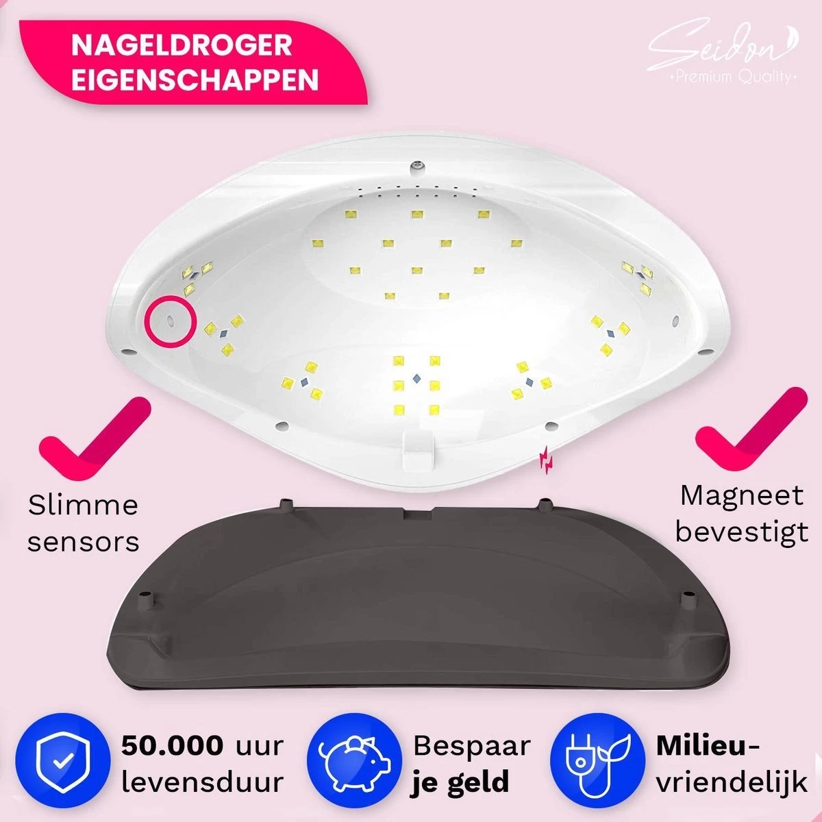Seidon© Nageldroger 168W - LED Lamp Nagels - Gellak Lamp - UV Lamp Gelnagels - Afbeelding 4
