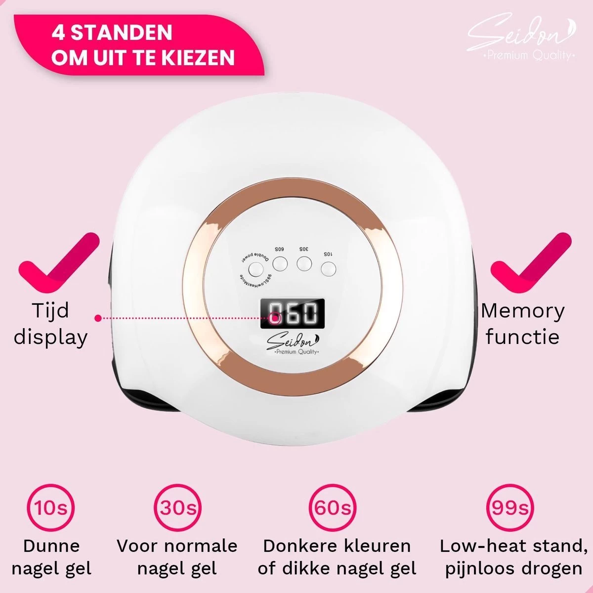 Seidon© Nageldroger 168W - LED Lamp Nagels - Gellak Lamp - UV Lamp Gelnagels - Afbeelding 9