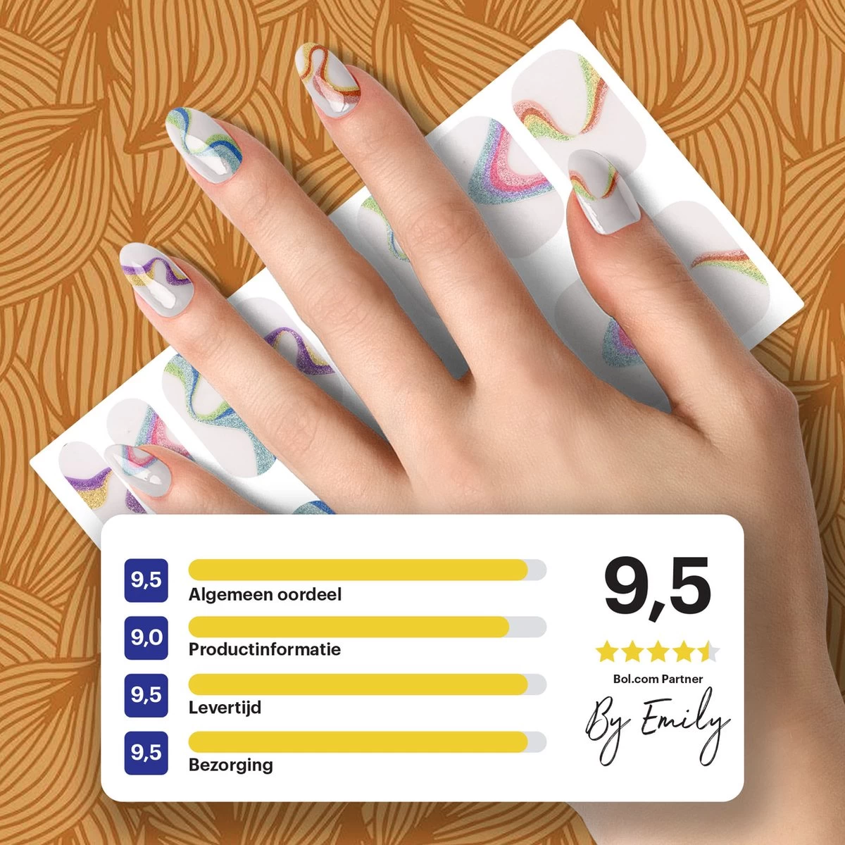 By Emily - Nagel Wrap - The Magic Belongs To Color | 16 Stickers | Nail Wrap | Nail Art | Trendy | Design | Nagellakvrij | Eenvoudig | Nagel Wrap | Nagel Stickers | Folie | Zelfklevend | Sjablonen - Afbeelding 8