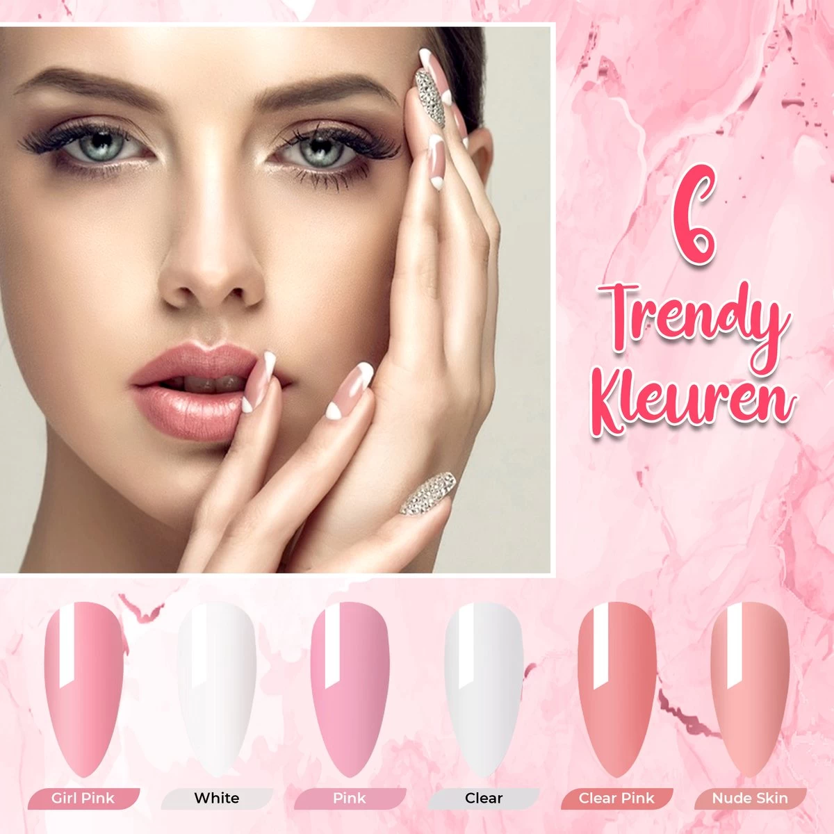 Luneya Polygel Kit - 6 Kleuren - Polygel Nagels Starterspakket - Tasje - Incl. UV LED Lamp - Afbeelding 7