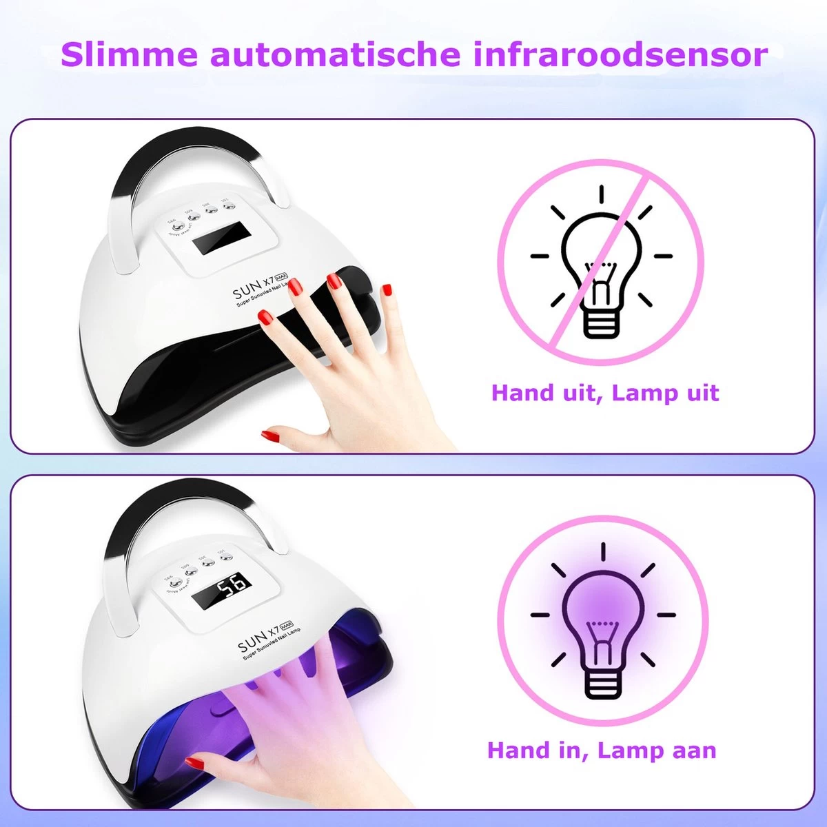 Nageldroger - Nageldrogers - 80 Watt UV LED Lamp Nagels - 45 Leds - Nagellak Droger - UV LED Lamp - Nagellamp - Nail Dryer - Nageldroger Voor Gel Nagellak - Gewone Nagellak - Wit - Afbeelding 2