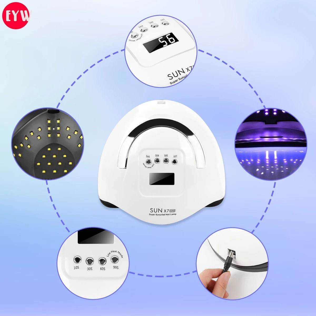 Nageldroger - Nageldrogers - 80 Watt UV LED Lamp Nagels - 45 Leds - Nagellak Droger - UV LED Lamp - Nagellamp - Nail Dryer - Nageldroger Voor Gel Nagellak - Gewone Nagellak - Wit - Afbeelding 5