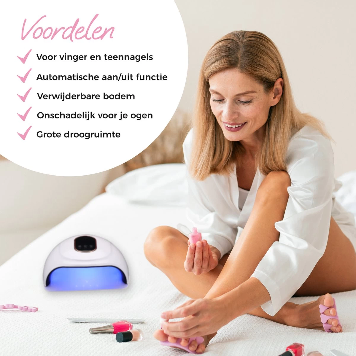 Price2buy UV Lamp Gelnagels + Extra's - Nagellamp - Set Met Nageldroger - Gellak Lamp - Draagbaar - Afbeelding 2